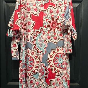Red and Blue Floral Patterned Dress Size XXL